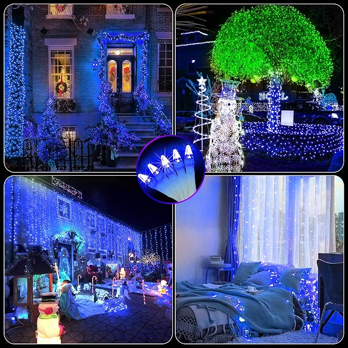 300LED 100FT Christmas String Lights, 8 Modes Fairy Lights Connectable, Indoor Outdoor LED String Lights with Timer & Memory for Christmas Tree Bedroom Yard Door Wedding Xmas Classroom Decor (Blue)
