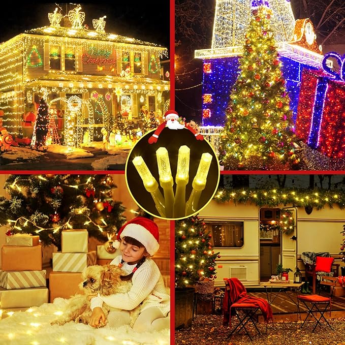XURISEN Upgraded 561FT 1400 LED String Christmas Lights Outdoor, Super Long Fairy Lights 8 Modes & Memory Timer Plug in for Home Xmas Tree Party Wedding Decor -Warm White