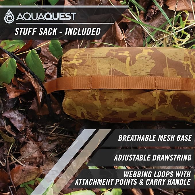 AquaQuest Defender Tarp – 100% Waterproof (20,000mm) Heavy-Duty Shelter for Camping, Bushcraft, Survival, Hammock, Basecamp, Hunting, Hiking & All-Season Use – 30 Options Available: 5 Sizes & 6 Colors