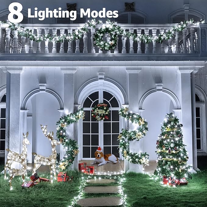 1000 LED 328 FT Christmas Light Outdoor, 8 Lighting Modes White String Lights with Remote, Christmas Lights for Outside Classroom Wedding Party Decor