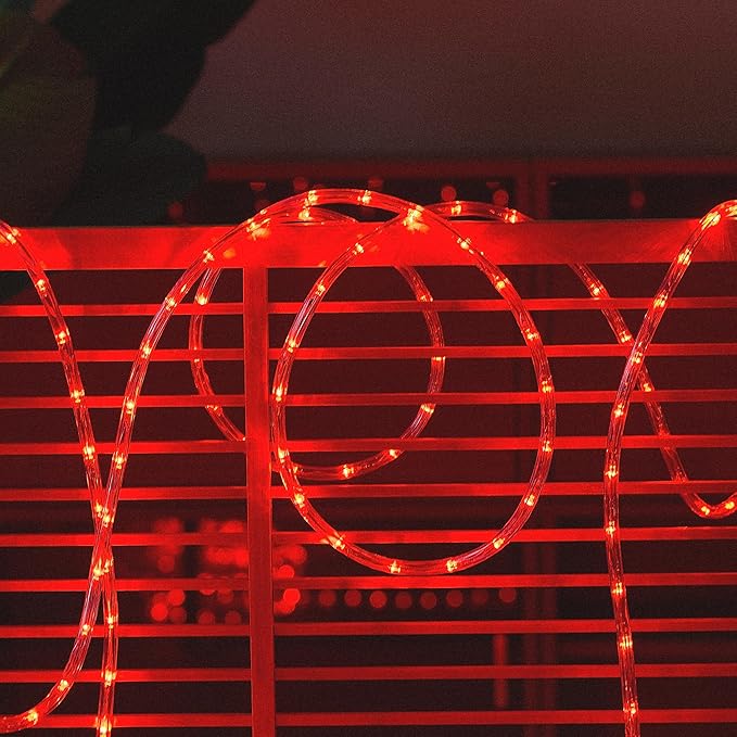 Waterproof LED Rope Lights, Connectable & Flexible with 8 Modes, Outdoor Lighting for Deck, Garden, Pool, Patio & Christmas Decor (RED, 50FT)