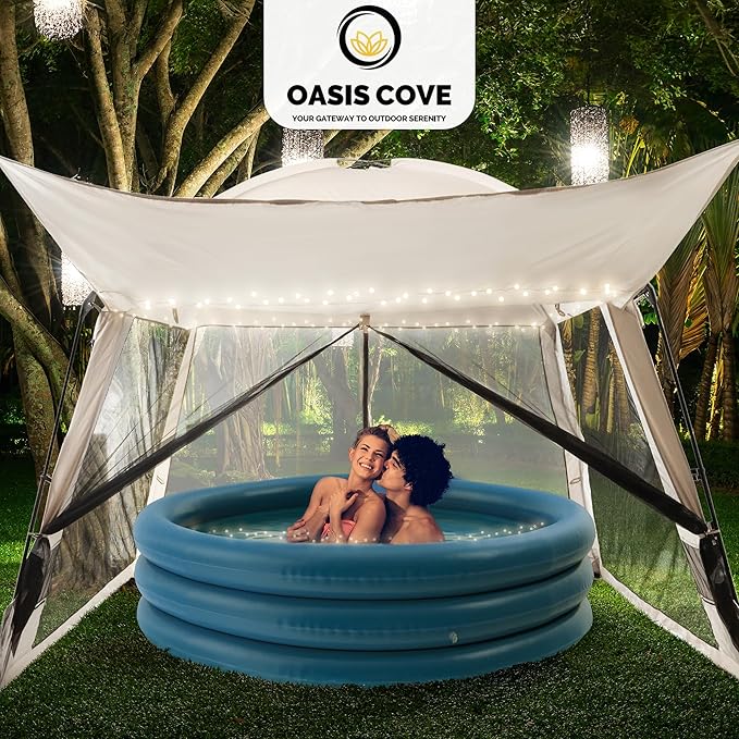 10x10 Screen Tents for Camping, 6-8 Persons Screen House for Camping, Windproof With 10 Ground Nails & 6 Steel Poles, UV Protected, 360° Ventilated & Bug Free for Peaceful Picnics, BBQ & Camping Night