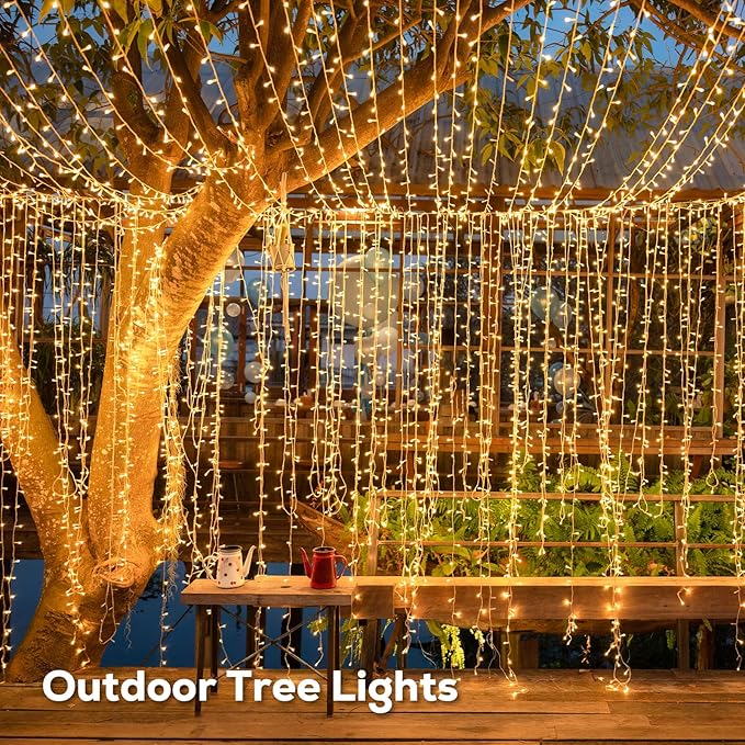 246FT 600 LED Christmas Lights Outdoor Waterproof 8 Modes String Lights for Outside Warm White Christmas Tree Lights Plug in for Outside Indoor Bedroom Wedding Party Holiday Decorations