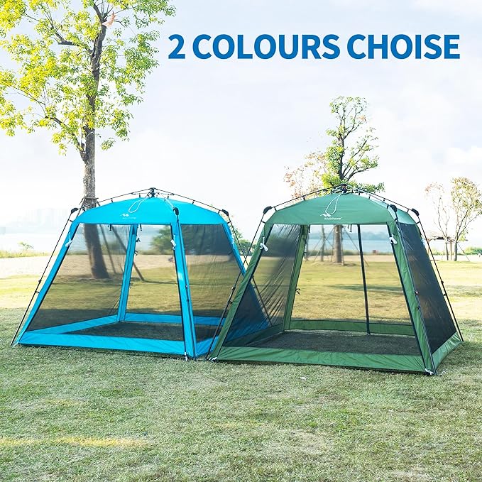 8.2'x8.2' Pop Up Canopy, 2025 Upgraded Outdoor Screen House Tent, Portable Folding Instant Camping Canopy, Easy Set-up Canopy -Blue