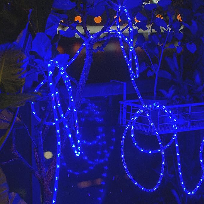 Waterproof LED Rope Lights, Connectable & Flexible with 8 Modes, Outdoor Lighting for Deck, Garden, Pool, Patio & Christmas Decor (Blue, 20ft)