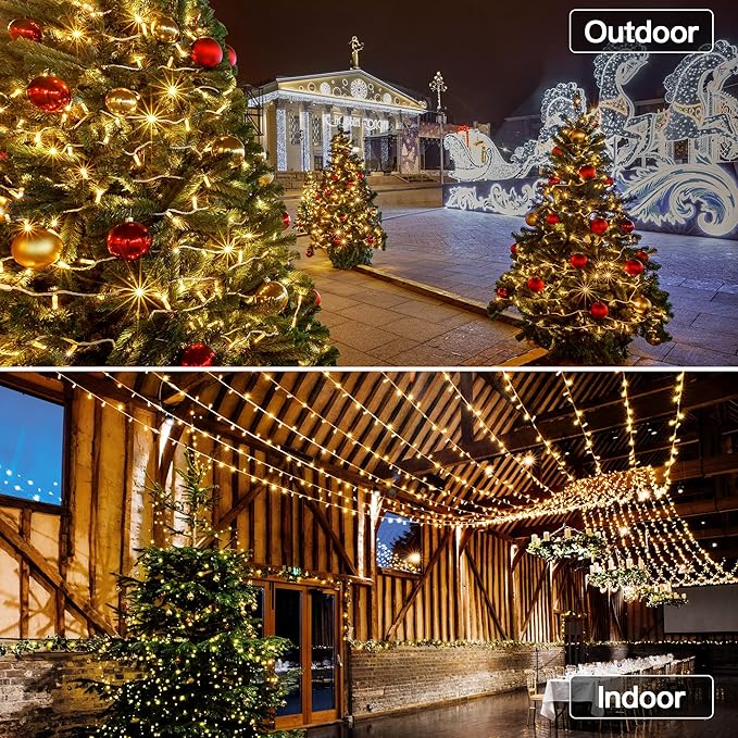 328 FT 1000 LED Christmas Lights Outdoor, Warm White Christmas Lights with Remote, 8 Modes String Lights Plug in Twinkle Fairy Light for Classroom Party Wedding Holiday Decor