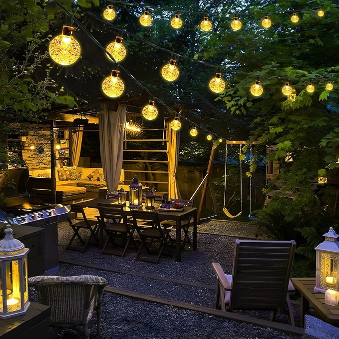 Joomer Solar String Lights Outdoor, 65FT 100LED Solar Globe String Lights 8 Lighting Modes, Waterproof Solar Powered Patio Light for Garden Yard Porch Wedding Party Outdoor Decoration (Warm White)