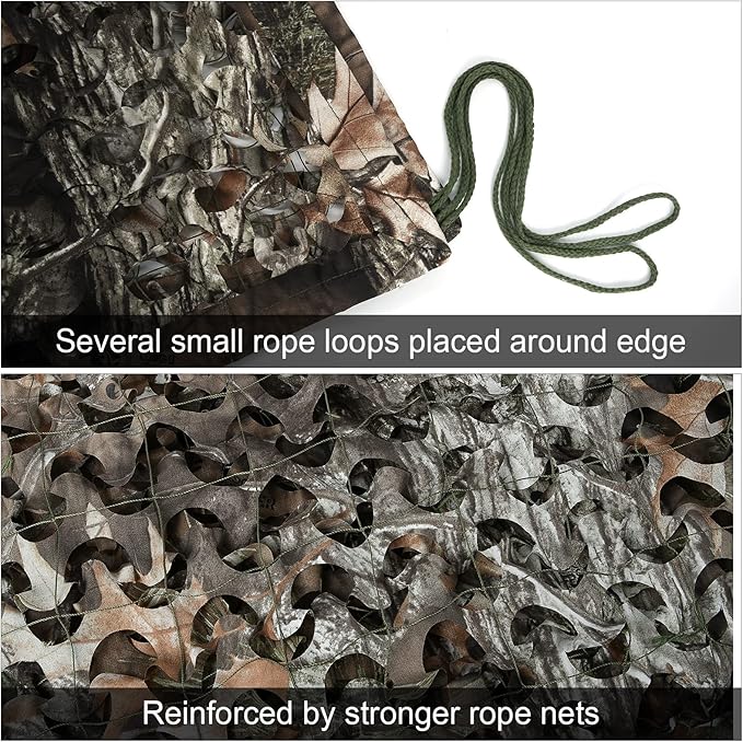 LOOGU Custom Woodland Camo Netting Camping Military Hunting Camouflage Net 6.5 x 10ft, 6.5 x 26ft, 10 x 10ft, 10 x 13ft, 10 x 16.5ft, 13 x 16.5ft, 16.5 x 20ft, 20 x 20ft