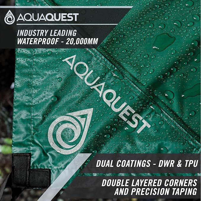 AquaQuest Defender Tarp – 100% Waterproof (20,000mm) Heavy-Duty Shelter for Camping, Bushcraft, Survival, Hammock, Basecamp, Hunting, Hiking & All-Season Use – 30 Options Available: 5 Sizes & 6 Colors