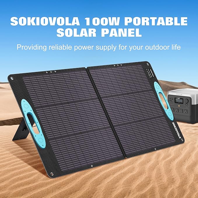 N-Type 16BB 100W Portable Solar Panel for Power Station,ETFE Portable Foldable Solar Charger NextGen 25% High Conversion IP68 Waterproof Solar Panel for Camping Outdoor RV Blackout