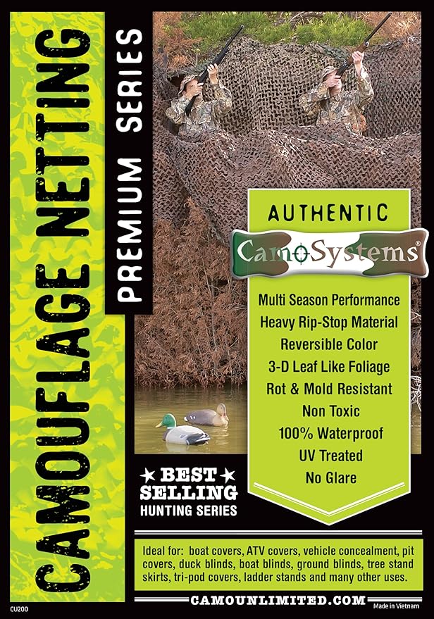 Reinforced Camouflage Netting | 3D Camo Nets, Waterproof & UV Protection, Silent Rip-Stop Fabric
